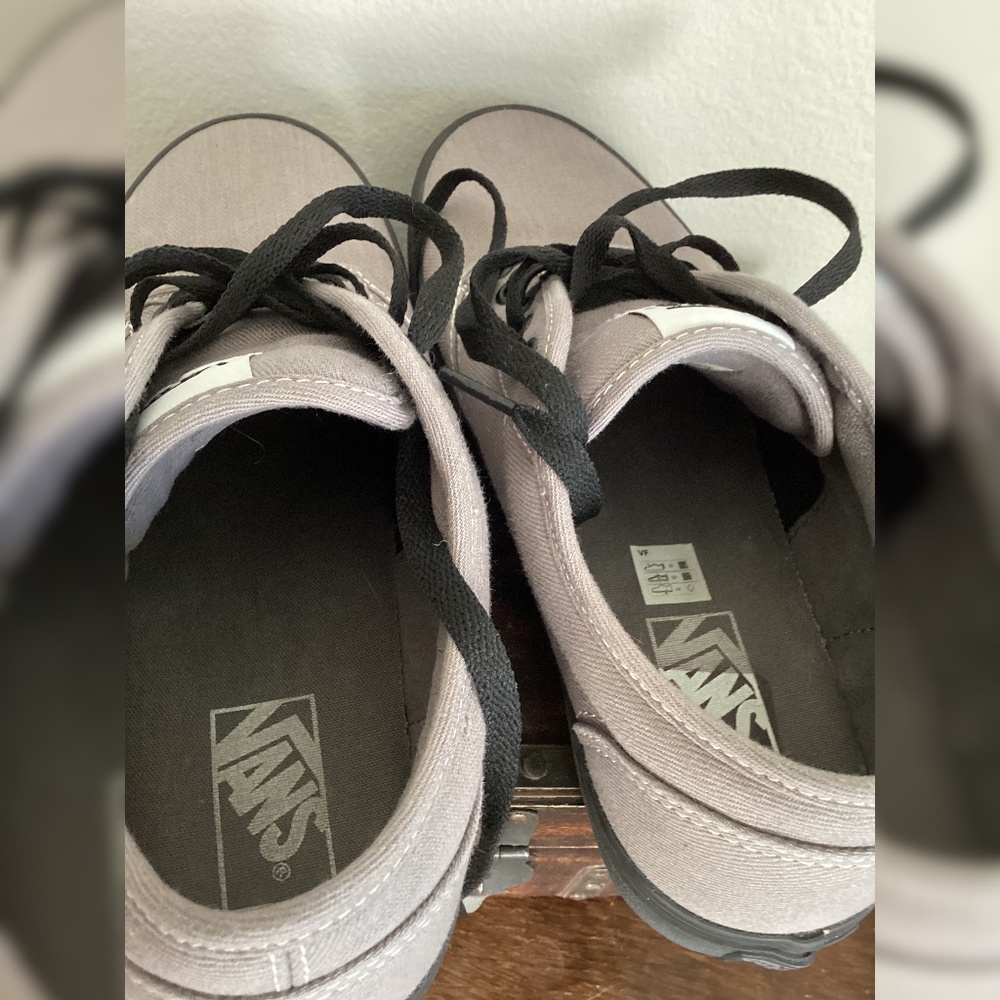 Vans Authentic Grey Canvas Sneakers | Men’s 9.5 | Clean & Classic - Picture 7 of 13